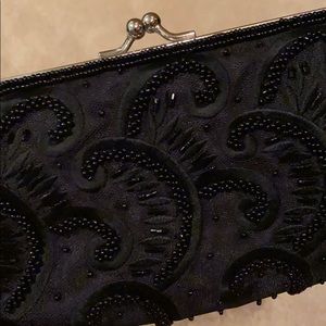 NWT Black beaded clutch